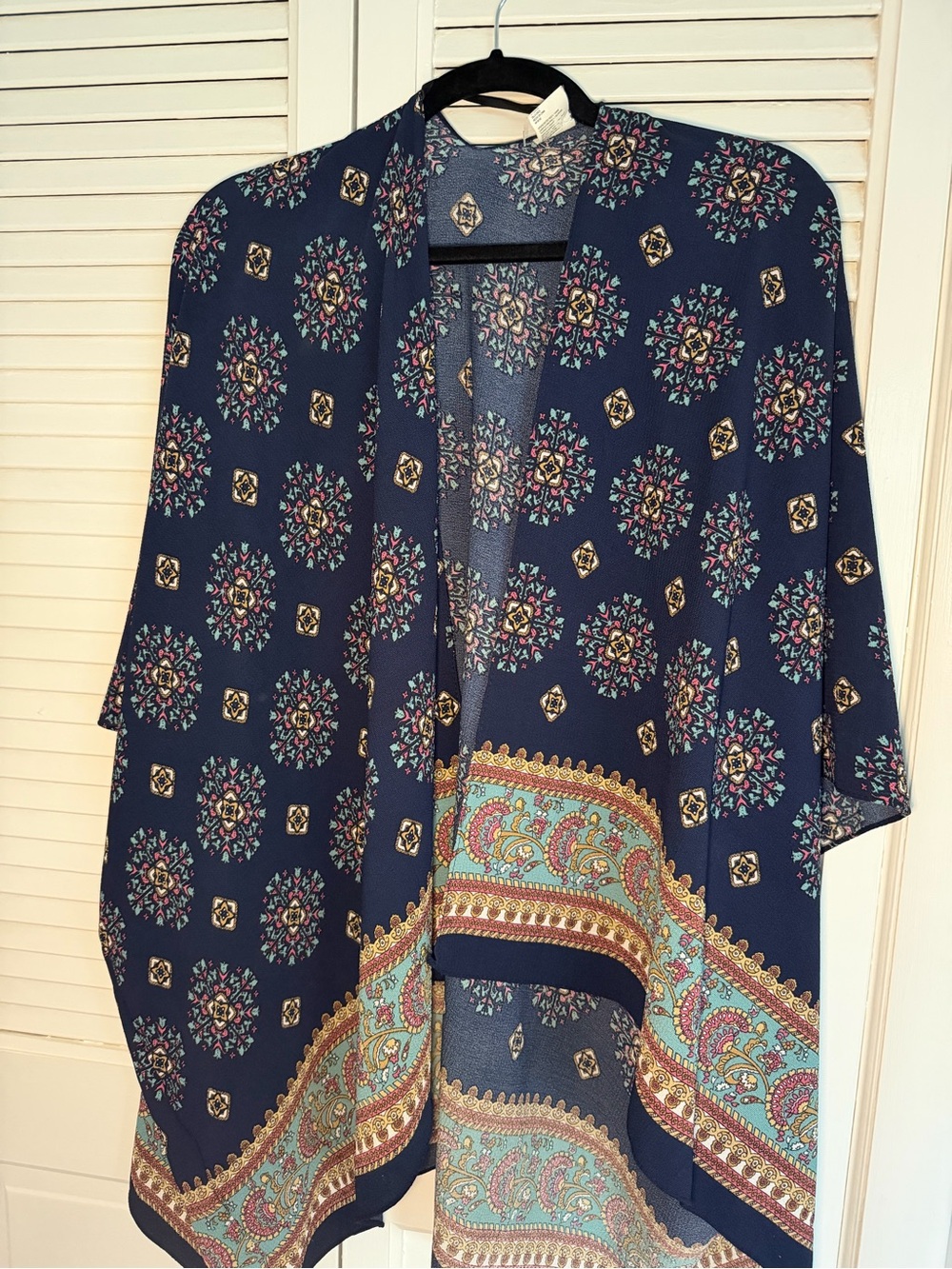 Navy Floral Paisley Kimono Jacket